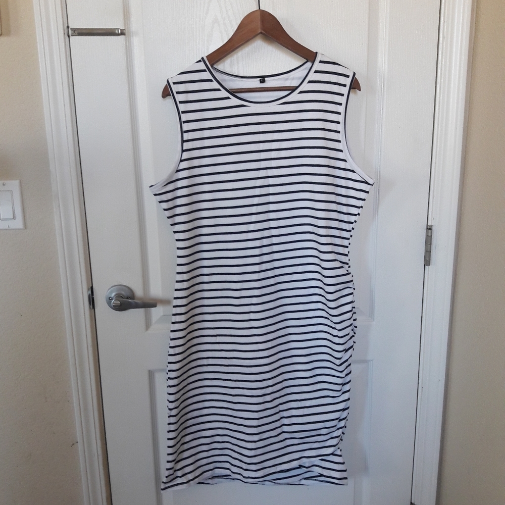 NWOT Navy & White Stripe Dress Sz L